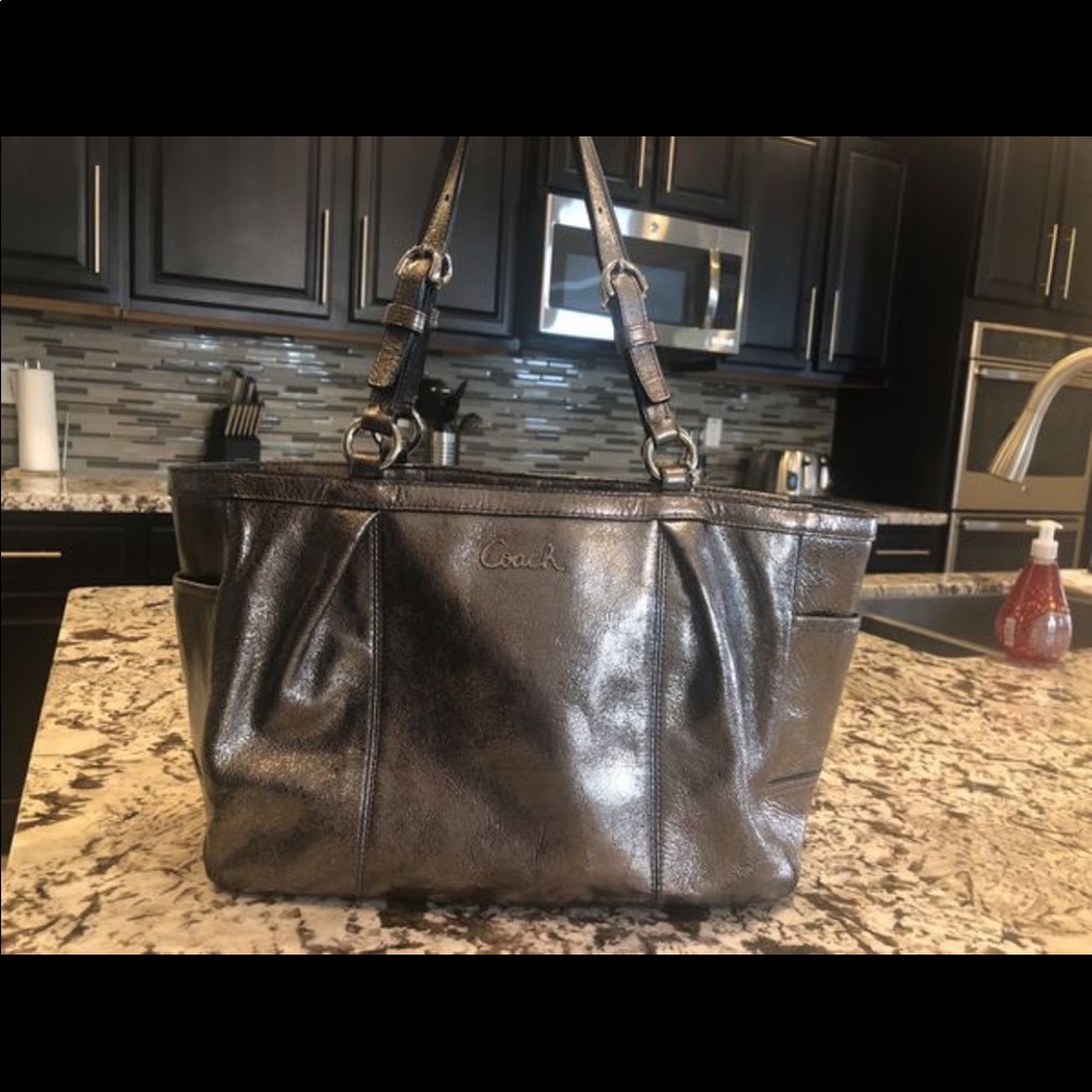 Metallic Silver COACH Purse